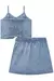 Conjunto blusa cropped e saia em jeans com elastano azul - loja online