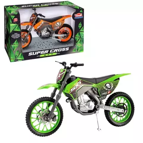 Moto Super Cross Sxt Miniatura Pneus Borracha Suspensão - Várias Cores