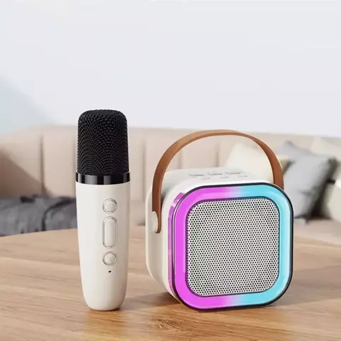 Karaokê Caixa De Som Mini Microfone Alto-falante Luzes RGB Portátil Caixa De Som com 1 microfone - comprar online