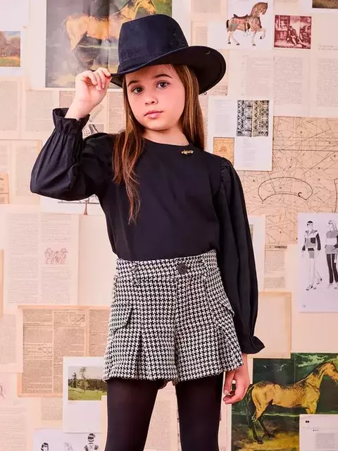 Conjunto de Tweed Pied Poule Animê