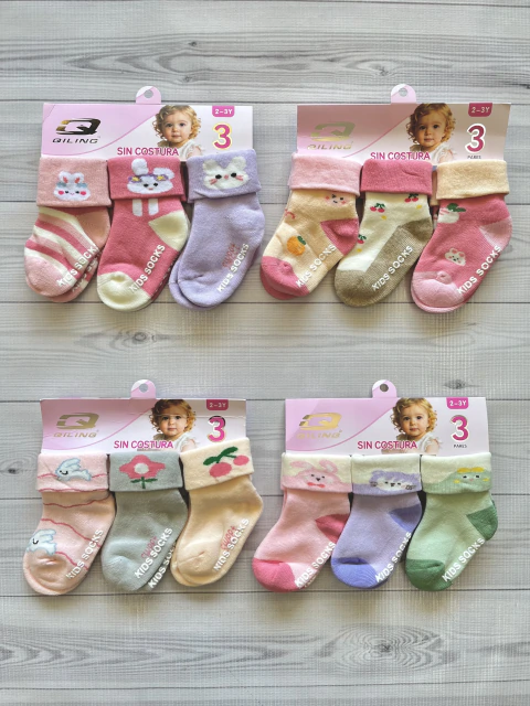 Medias efecto toalla Packs X3 antideslizante