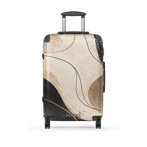 Suitcase - Neutral Gold Lines (Black / Large)