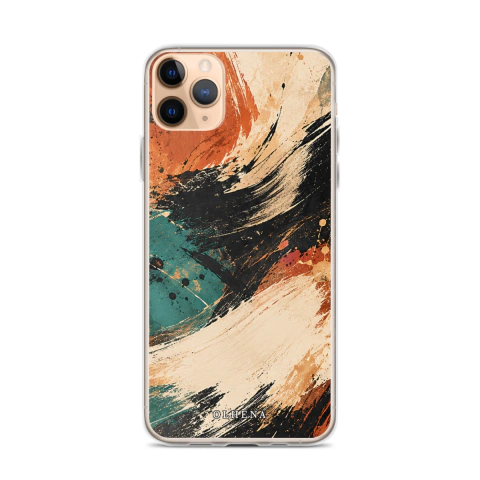 Clear Case - iPhone Terracotta Teal Brushstrokes (iPhone 11 Pro Max) - Olhena | Premium Phone Cases & Tech Accessories