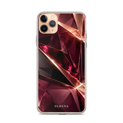 Clear Case - iPhone Burgundy Crystals (iPhone 11 Pro Max) - Olhena | Premium Phone Cases & Tech Accessories