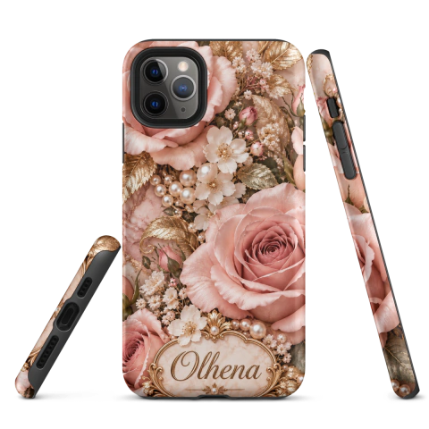 Tough Case - iPhone - Luxurious Floral Arrangement With Olhena Plaque (iPhone 11 Pro Max) - Olhena | Premium Phone Cases & Tech Accessories