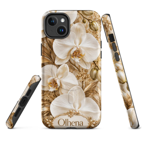 Case Tough MagSafe - iPhone - Golden Orchids On Luxurious Marble (iPhone 14 Plus) - Olhena | Premium Phone Cases & Tech Accessories