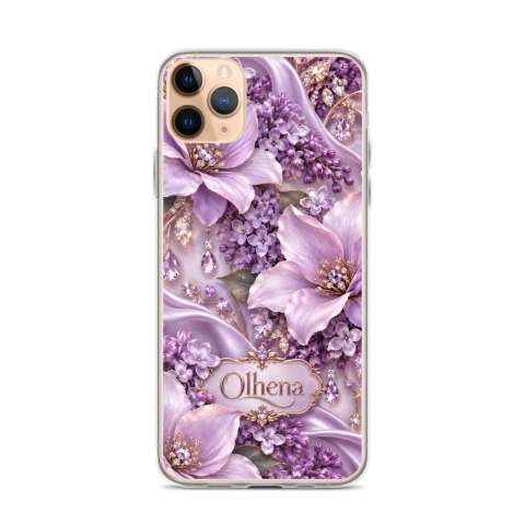 Clear Case - iPhone Lavender Flowers With Jewels And Olhena (iPhone 11 Pro Max) - Olhena | Premium Phone Cases & Tech Accessories