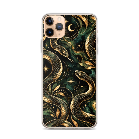 Clear Case - iPhone Golden Snakes Under The Crescent Moon (iPhone 11 Pro Max) - Olhena | Premium Phone Cases & Tech Accessories