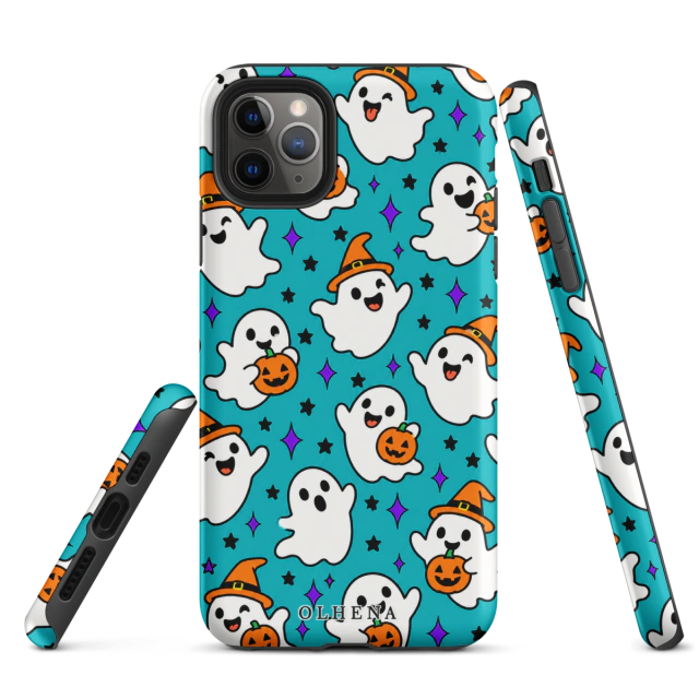 Tough Case - iPhone - Kawaii Ghost And Pumpkin