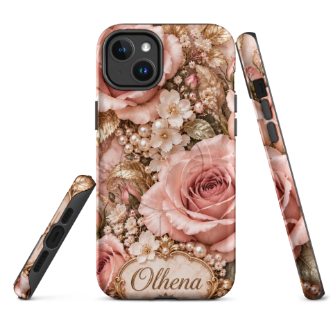 Case Tough MagSafe - iPhone - Luxurious Floral Arrangement With Olhena Plaque (iPhone 14 Plus) - Olhena | Premium Phone Cases & Tech Accessories