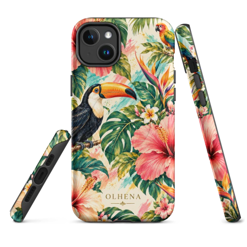 Case Tough MagSafe - iPhone - Toucan In A Hibiscus Garden (iPhone 14 Plus) - Olhena | Premium Phone Cases & Tech Accessories