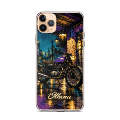 Clear Case - iPhone Neon Motorcycle In The Rain (iPhone 11 Pro Max) - Olhena | Premium Phone Cases & Tech Accessories