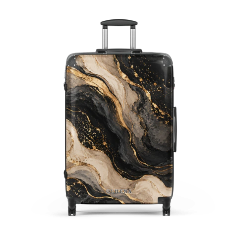Suitcase - Mármore Black Gold (Black / Large)