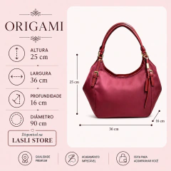 Bolsa Tote Grande em Nylon com alça curta em couro PU - Origami - comprar online