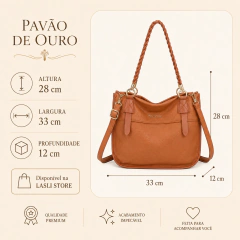 Bolsa Tote grande em PU acompanha alça longa - Pavão de Ouro - comprar online