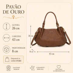 Bolsa de Ombro Hobo Grande em PU acompanha alça longa removivel - Pavão de Ouro - comprar online