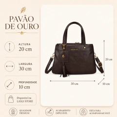 Bolsa Média de mão em PU acompanha alça longa de ombro removivel - Pavão de Ouro - comprar online