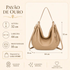 Bolsa Hobo Grande em PU com alça longa removivel e chaveiro charme - Marca Pavão de Ouro - comprar online