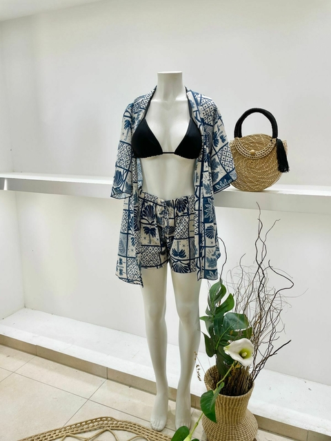 KIMONO ENCANTO TROPICAL - SHORT COM ELÁSTICO
