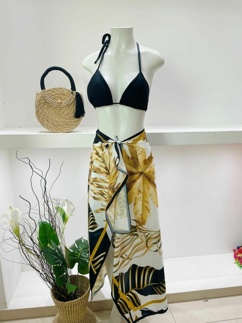 CANGA FLORAL DOURADO COM PRETO