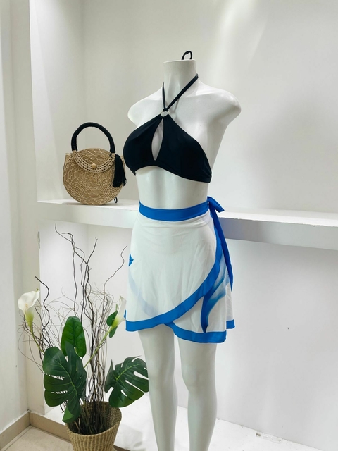 PAREÔ CURTA FLOR AZUL