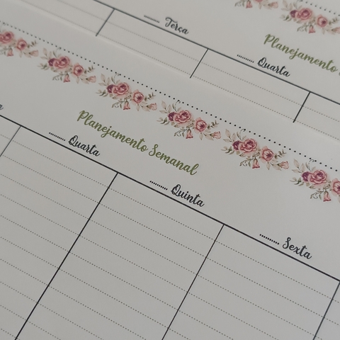 Planner de Mesa Semanal Permanente A4 | ROSAS 60 folhas