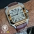 Imagem do Cartier Santos Branco Aço Aro Rose Automático Pulseira Couro Marrom