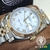 Imagem do Kit Rolex Datejust 36mm Branco Misto Dourado Aro Frisado Safira Automatico Pulseira Oyster