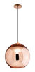 Lampara Colgante Globo S Vidrio Cobre 1 Luz E27 Apto Led