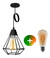 Colgante Jaula Diamante Deco 1 Luz Con Lampara Led Vintage en internet