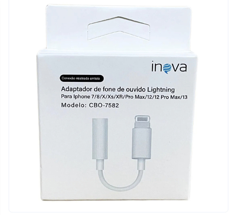 Adaptador de Fone de Ouvido INOVA - Lightning - 3.5mm - CBO-7582