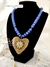 Gargantilla Grande Azul Corazón Flor Amarilla Azul 45cm
