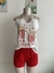 412376 - Micro Short “Eu Amo Pipoca” Sanny – Alça Regulável e Short Vermelho | 100% Algodão - comprar online