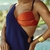 5459 - Vestido Longo Praia Frente Única ou Um Ombro Só – Tecido Kamy Texturizado | Doce de Leite e Azul Marinho - comprar online
