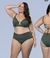 7096 - Biquíni Plus Size Verde Militar com Argola e Efeito Crochê - comprar online