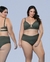7096 - Biquíni Plus Size Verde Militar com Argola e Efeito Crochê