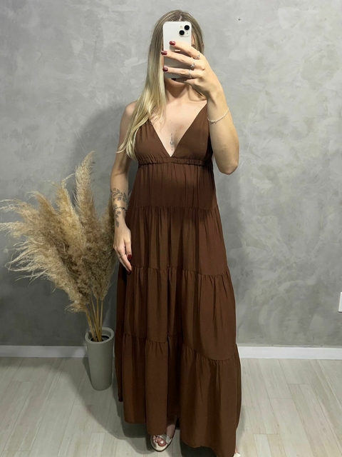 VESTIDO LONGO JADE MARROM - comprar online