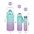 Kit c/3 Garrafas De Água Squeeze Academia Com 2000ml 700ml E 300ml Portátil Adesivos