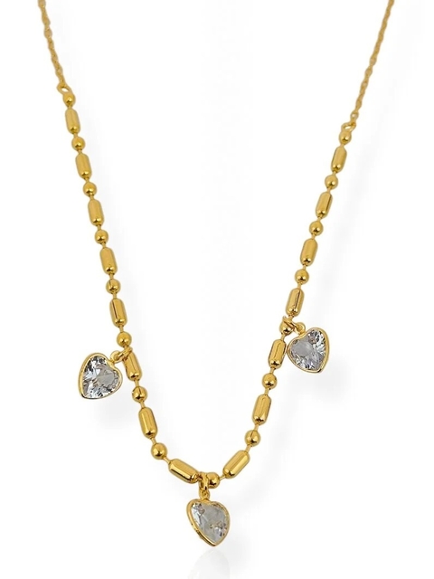 Choker coração cristal Folheado a Ouro 18k