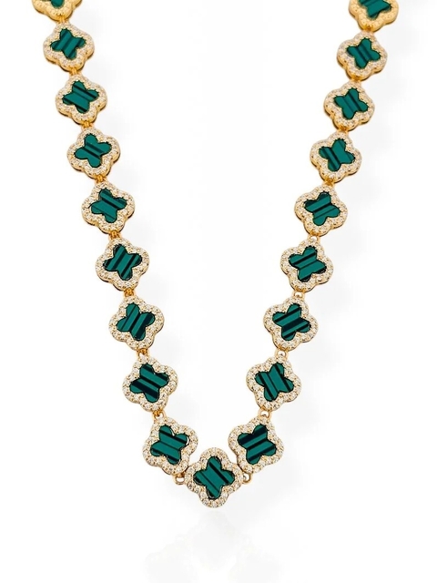 Colar trevo resinado inspiração Virginia folheado a ouro 18k - comprar online