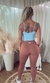 Conjunto Top Azul e calça Marrom - comprar online