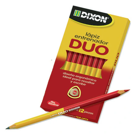 Lápiz dúo DIXON grafito/rojo triangular Caja 4 Piezas