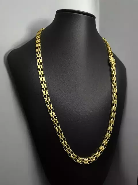 Cordão Tijolinho Duplo 10mm Banhado A Ouro 18k - comprar online