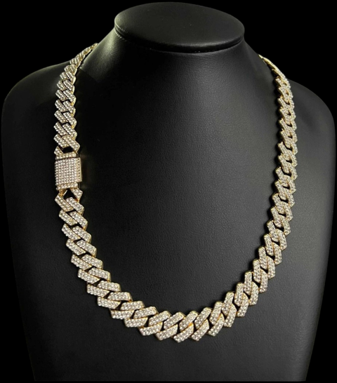 Cordão Grumet 13mm Cravejado Banhado A Ouro 18k - comprar online