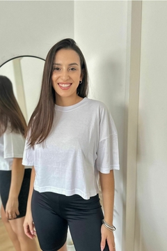 Remera Overzise Boxy Crop Top Aesthetic Corta Blanco - tienda online