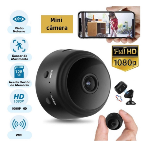 Mini Câmera Espiã A9 Wi-Fi Full HD 1080P com Áudio Visão Noturna Sensor de Movimento e Gravação Remota - Pronta Entrega!