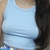 Regata cropped azul feita de tecido ribana canelado.