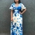Vestido Longo Azul com Manga e amarração nas costas