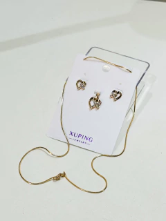 Conjunto corazones - cadenita y aritos XUPING premium - tienda online