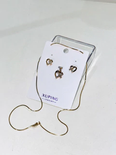 Conjunto corazones - cadenita y aritos XUPING premium